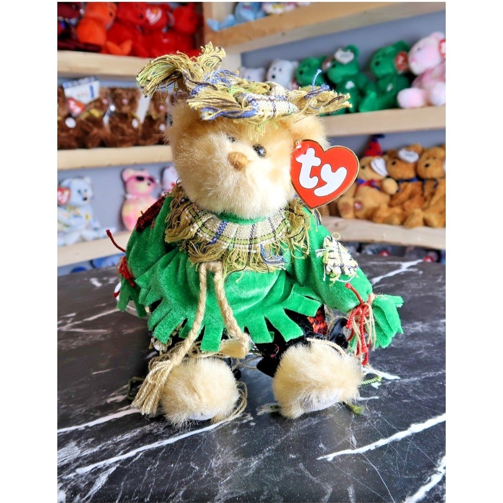 Ty‎ Attic Treasures Alfalfa Scarecrow Bear Green Tunic Plush 6241 Vintage Style